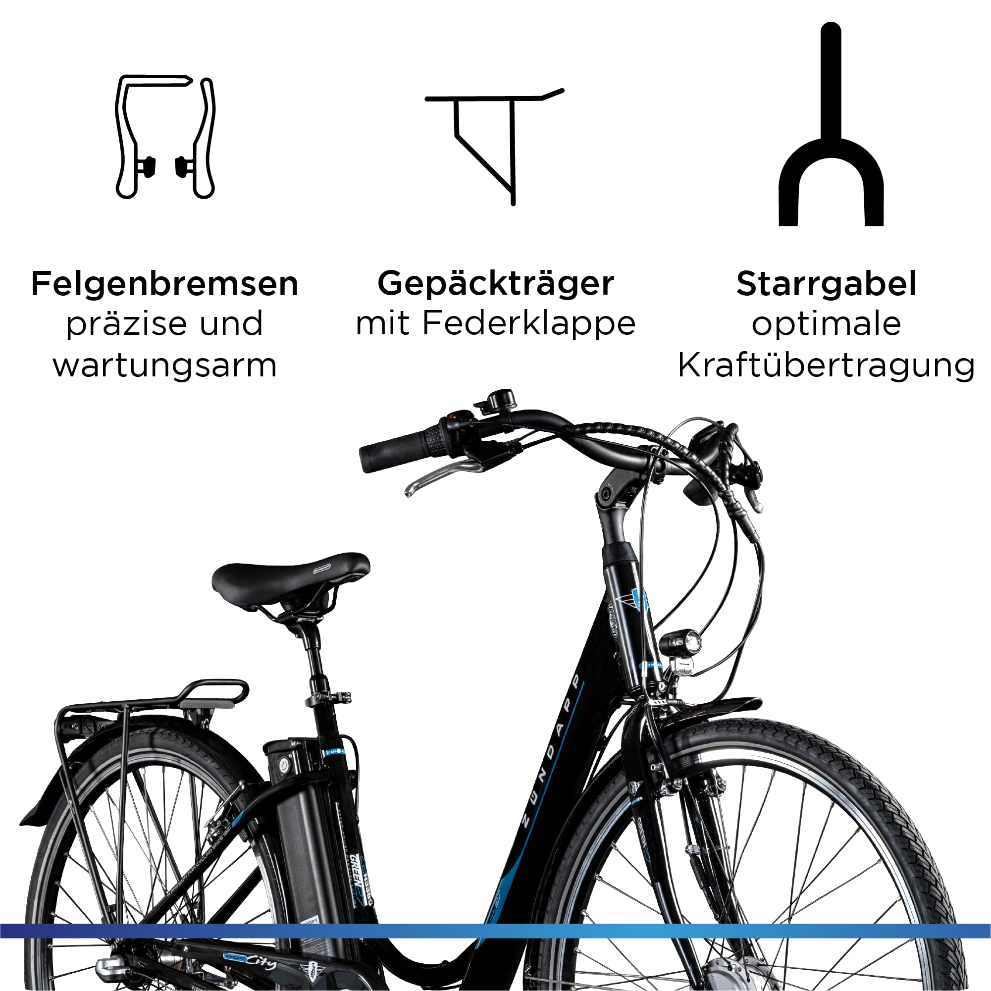 ZÜNDAPP E Bike Elektrofahrrad 28 Zoll | E-Bike mit Rücktrittbremse | City Ebike 3-Gang Nabenschaltung | Elektrofahrrad mit Schloss für Erwachsene | Green 2.7