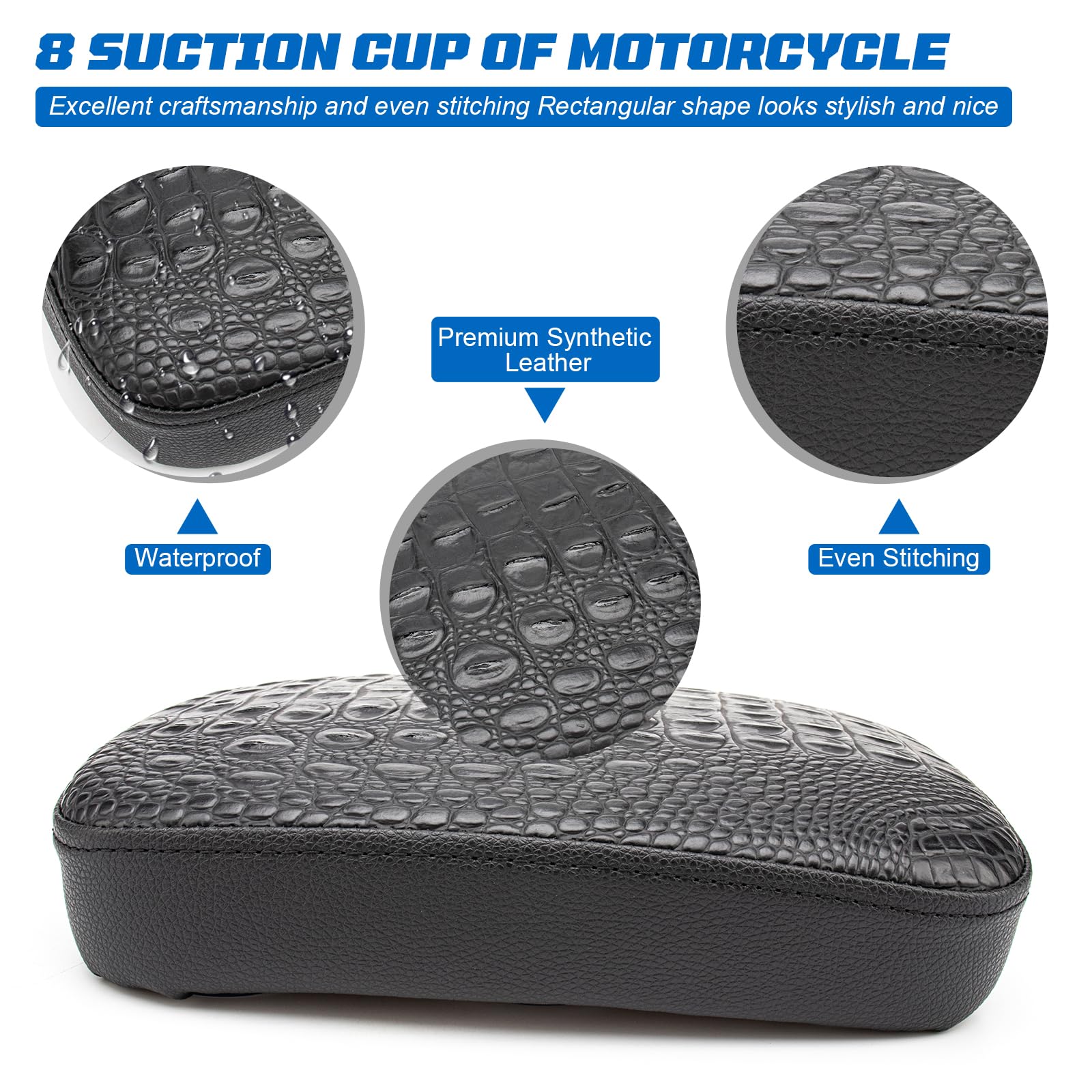 Asiento pillion para moto, Asiento trasero de motocicleta con 8 tazas de succión Compatible con Harley Sportster XL883 1200 Dyna Softail Cruiser Chopper