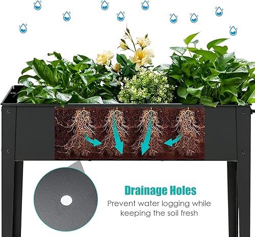 Vista 11 de Giantex macetero alto, elevado, para plantas, para jardín, para aire libre