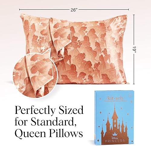 Vista 394 de Kitsch x Elf - Funda de almohada de satén con cremallera de tamaño queen/estándar, para el cabello y la piel, funda más suave que la seda, lavable a