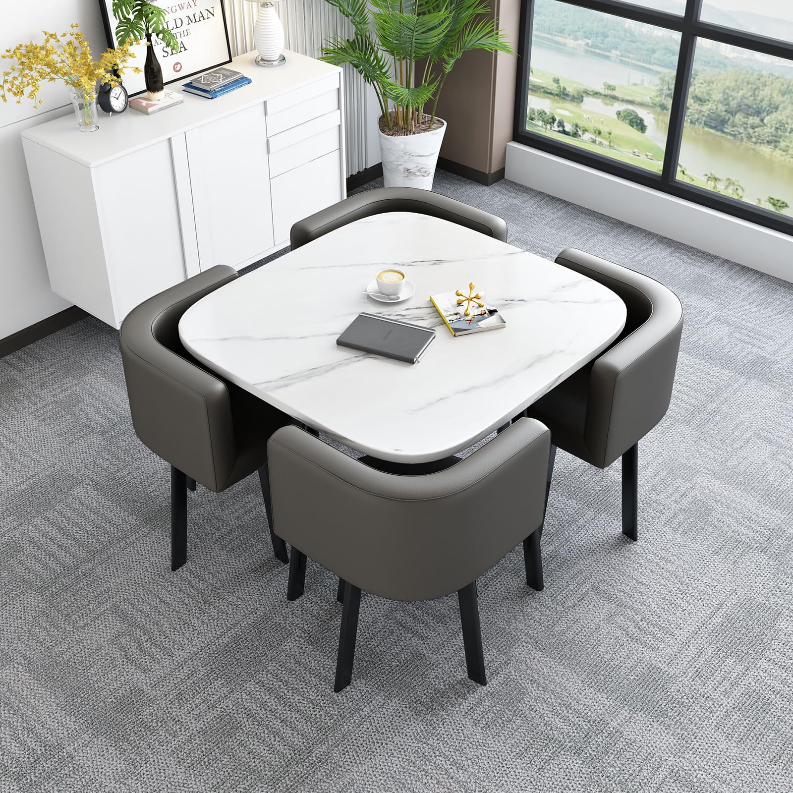 AYCDL Round Modern Dining Table Set for 4 35.4" x 29.5",#30-80 * 75cm/31.5 * 29.5in
