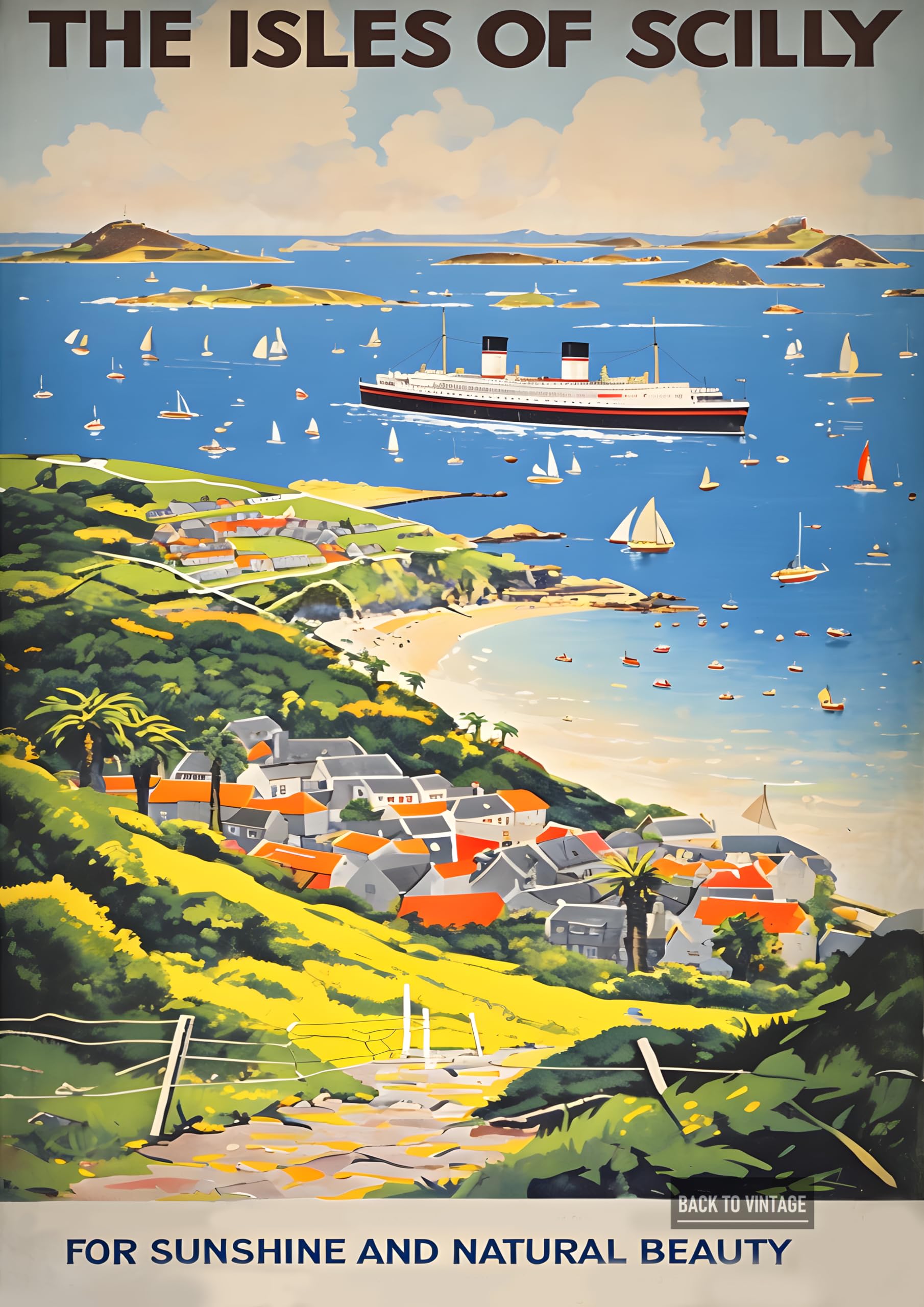 Isles Of Scilly Adventure Travel Poster - A4 Wall Art, Wanderlust Print, Inspirational World Map, Vintage City, Retro Poster, Home Decor for Living Room, Office, Gift Idea for Travel Lovers