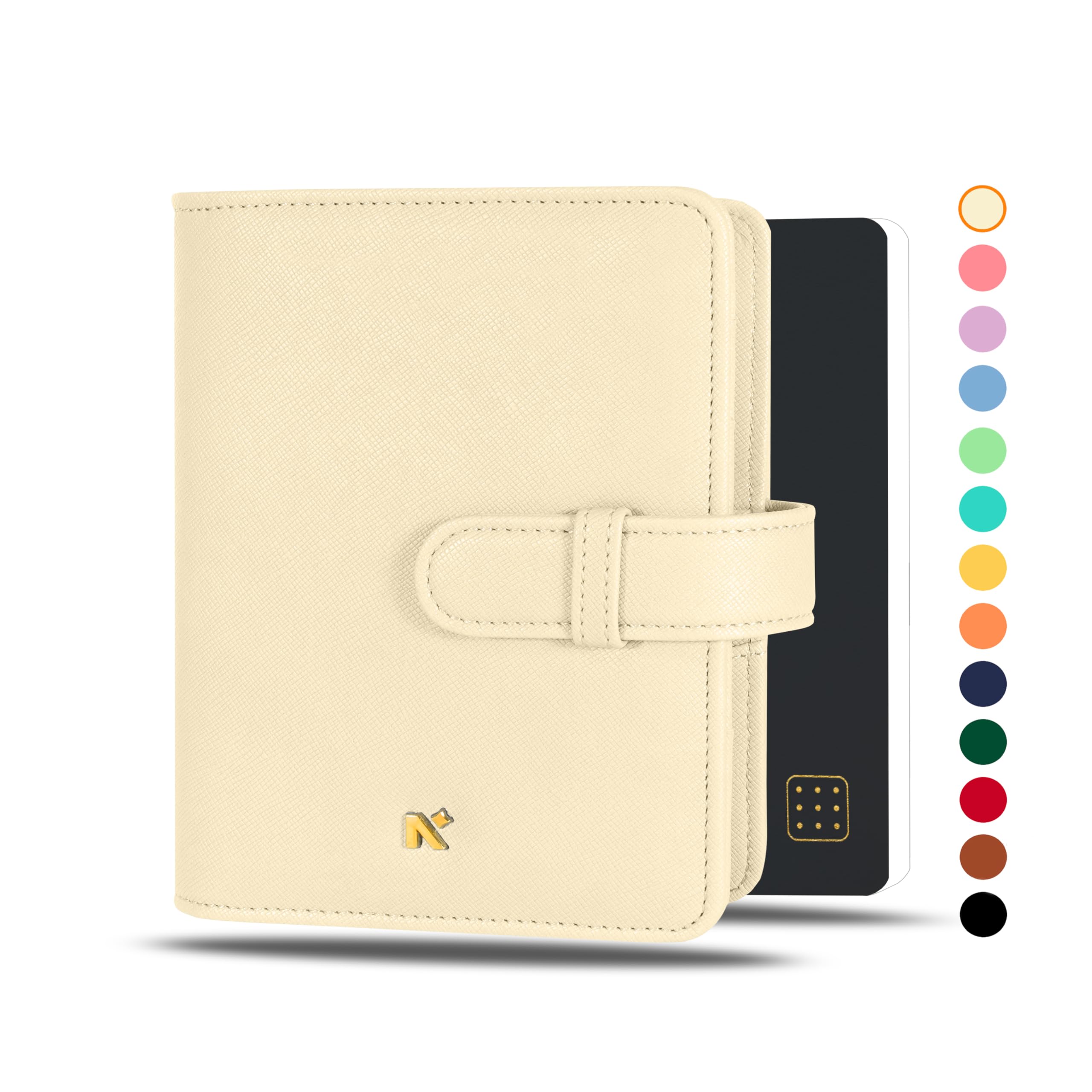 NEORAHA6 Notebook SLEEVE with Loop + Dotgrid JOURNAL | Faux Leather Sleeve + Penloop | 2 Front 1 Back compartment | 4 Card Slots | 2 BookMarks | Gift Box— Fits any A6 Softcover Moleskine Hobonichi