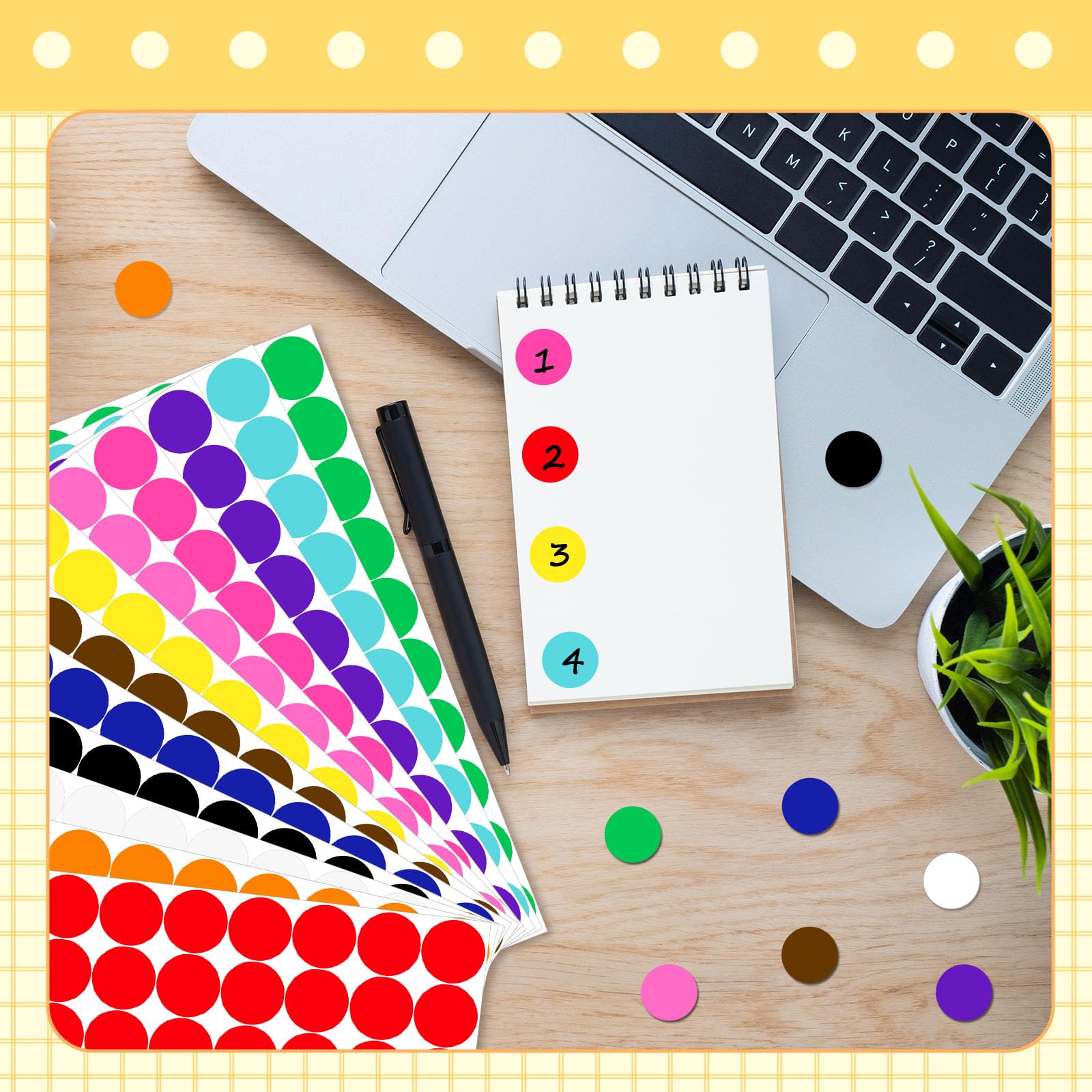Adesivi Rotondi Colorati - 350 Pezzi Da 25 Mm, Etichette Per Organizzazione - Foto 10