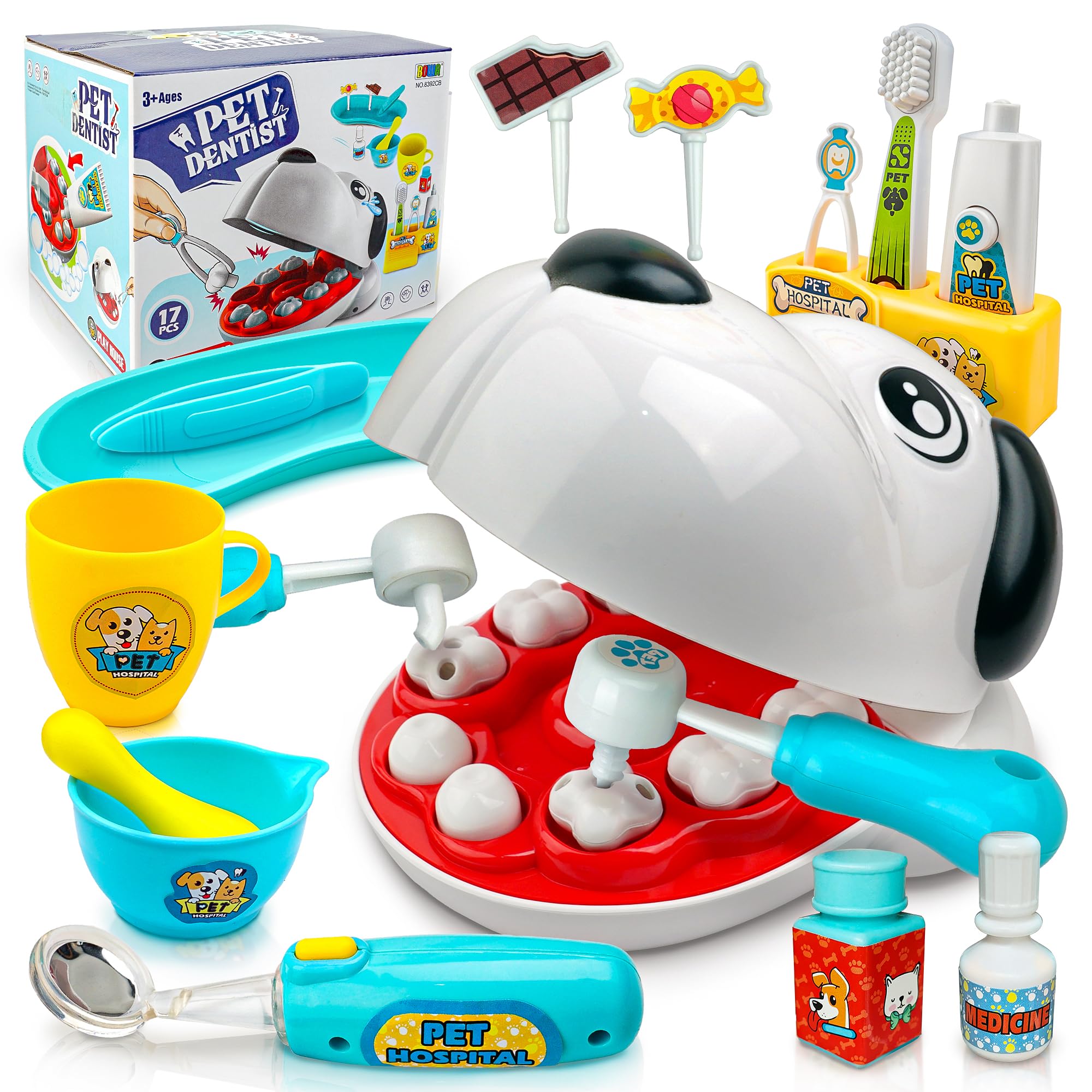 Smilesskiddo Dentist Kit for Kids - 26 Pcs Doctor Play Set with Dental Tools and Medical Accessories, Pretend Play for Toddlers - Educational Gifts for Girls Boys 3 4 5 6 7 8