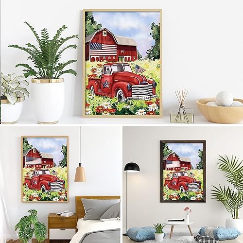 Miniatura 4 de LazyFold Kits de pintura de diamantes para el Día de la Independencia, kit de pintura de diamante 5D rojo para adultos principiantes, kit de arte de