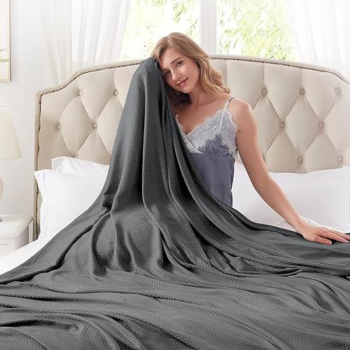 DANGTOP Mantas refrescantes de 100% bambú para todas las estaciones, absorben el calor corporal para mantenerte fresco en noches calurosas, ligeras