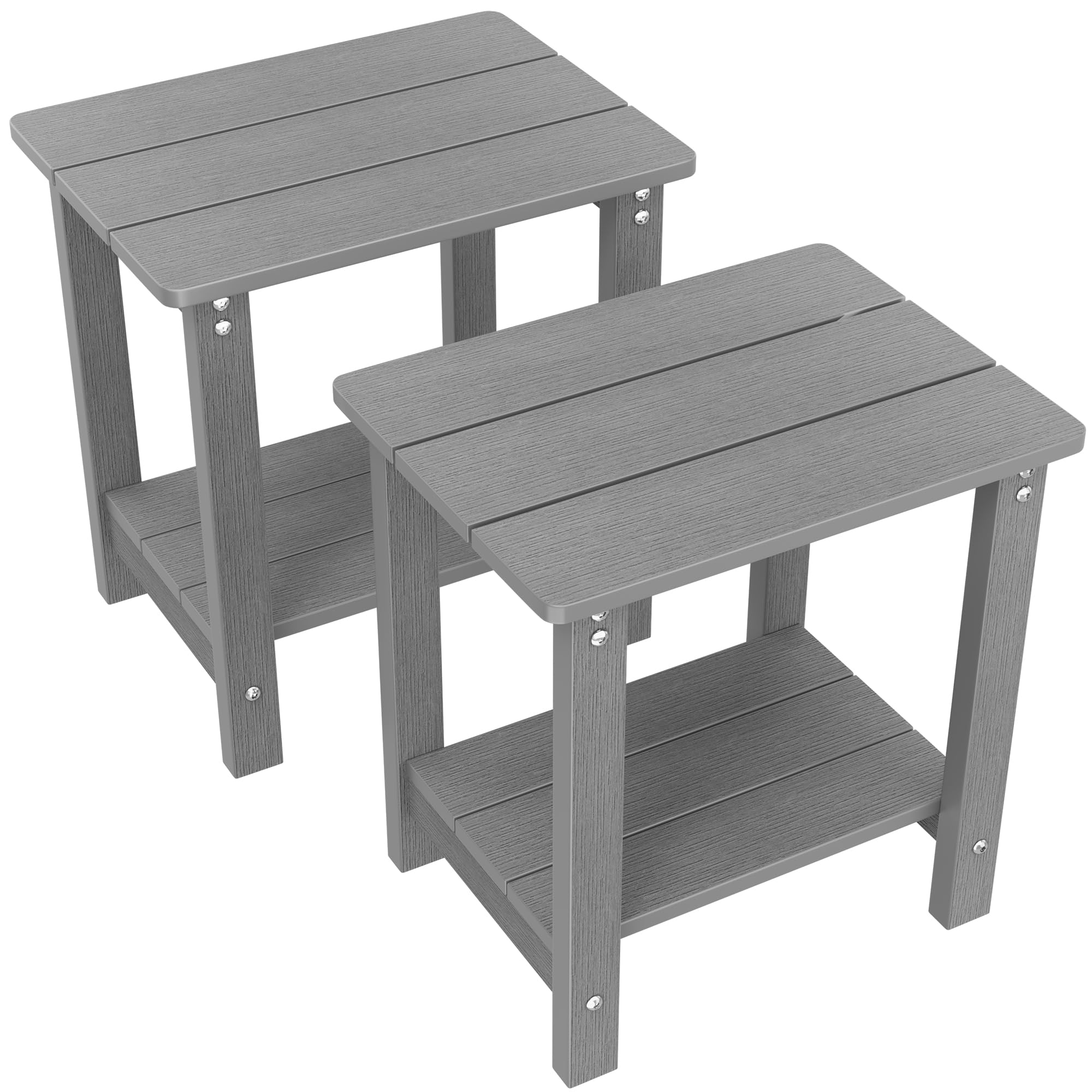 MXIMU Outdoor Side Table Set of 2, Adirondack Table, 2-Tier, Grey