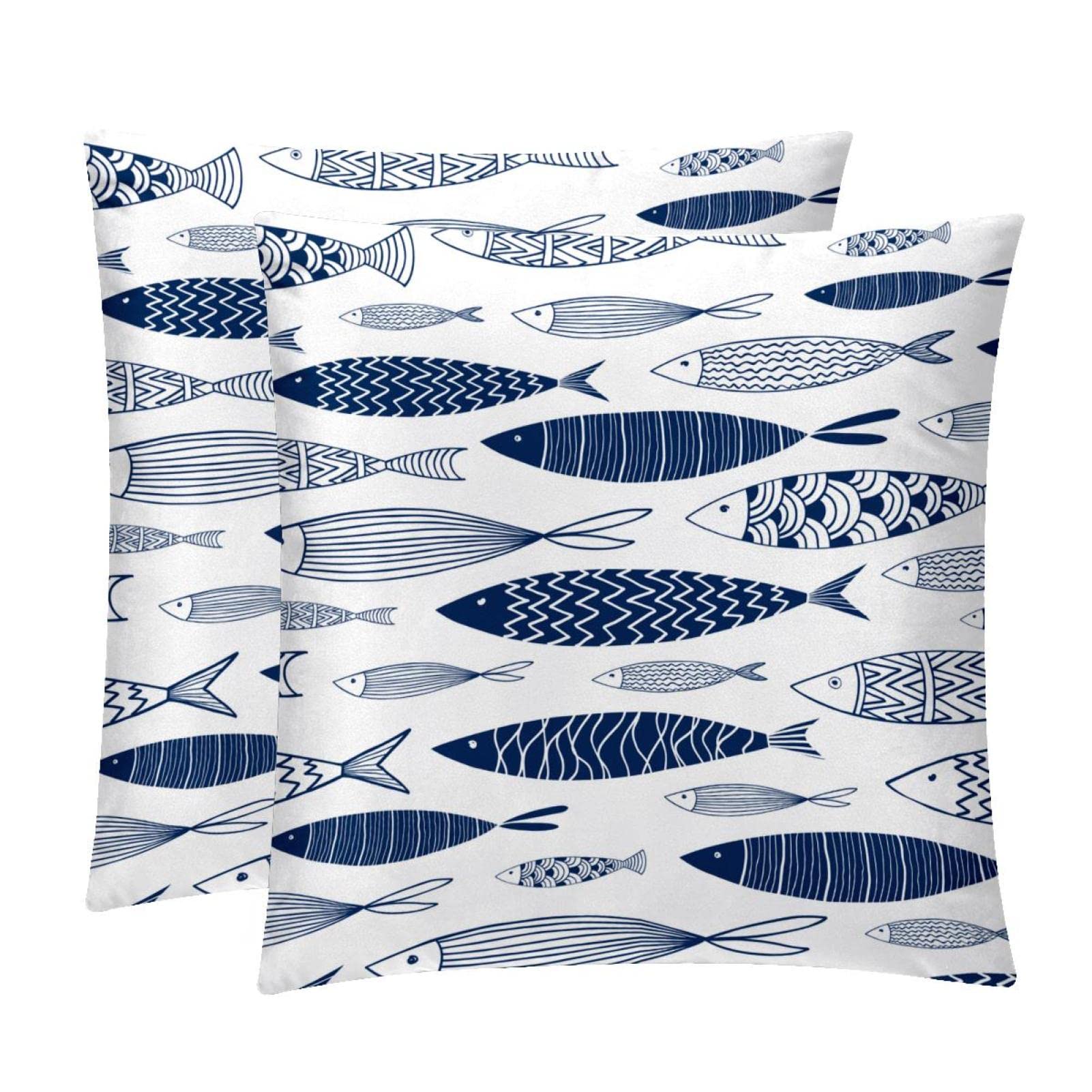 Housses de coussin lombaire mer poisson pour rénover un canapé fatigué lot de 2 housses douces