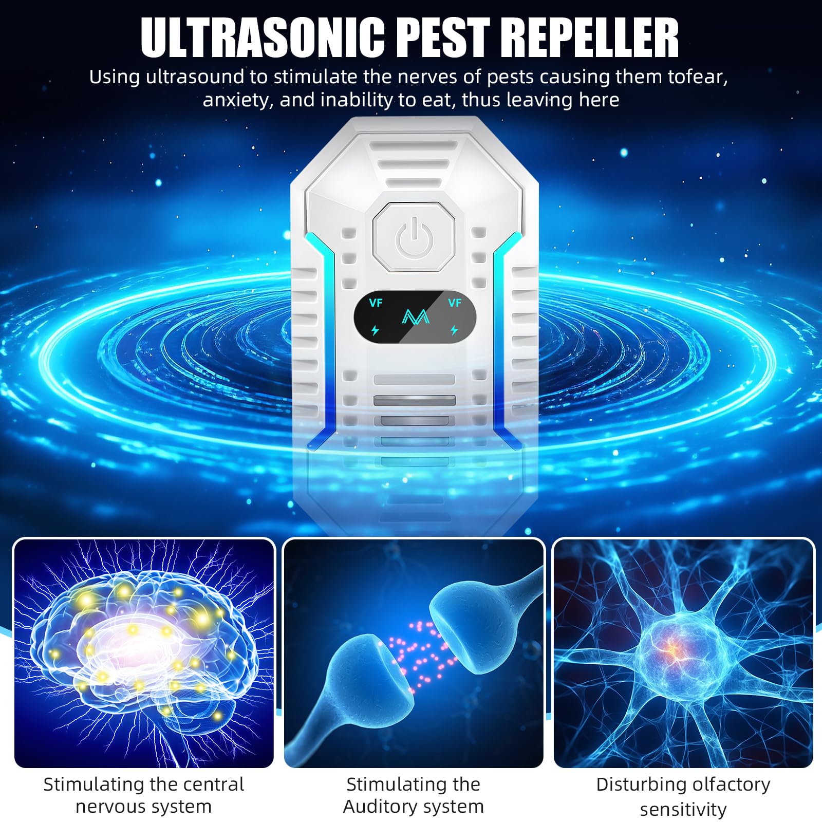 Repelente de plagas ultrasónico mejorado, repelente de insectos para interiores, control eficaz de plagas, repelente ultrasónico para cucarachas, roedores, ratones, insectos, mosquitos, ratones