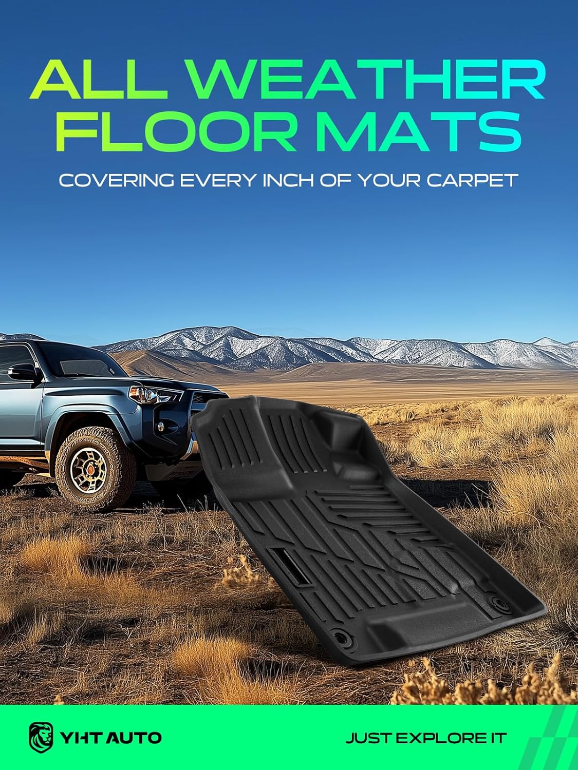 YHTAUTO Automotive Floor Mats & Cargo Mat Compatible with Honda Pilot 2016-2022 (8 Seats No Elite), TPE Floor Liners All-Weather Protection Custom Fit, 1st & 2nd & 3rd Row & Trunk Mat, Set of 5