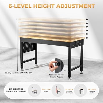 121 x 60 cm Adjustable Heavy-Duty WorkBench