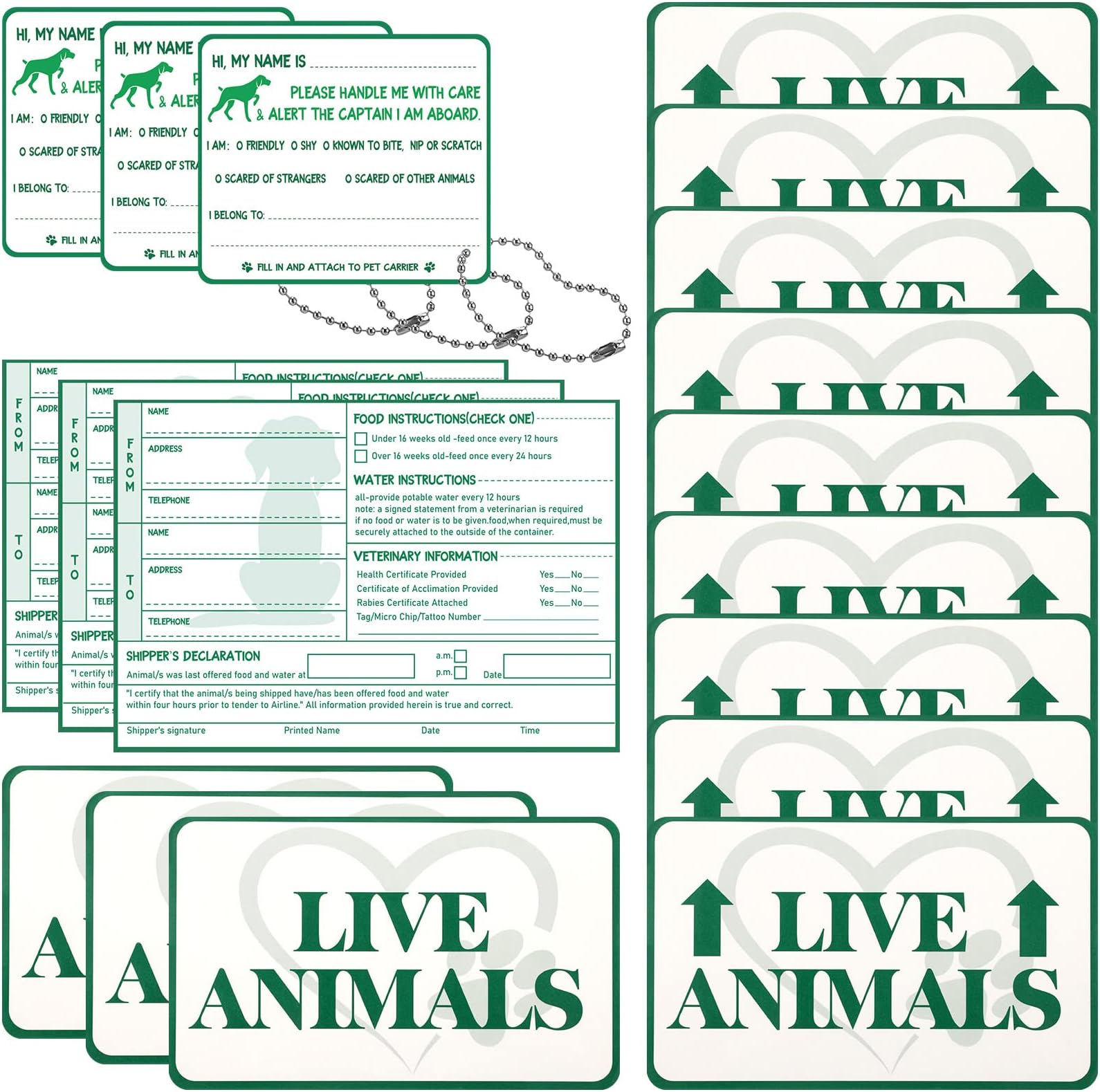 18 Pcs Live Animal Stickers for Airline Cargo Crates Live Animal Labels with Arrow Fragile Mammals Shipping Stickers for Shipping and Packing