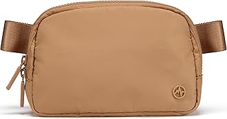 Pander Two Way Zipper Fanny Pack Nylon Everywhere Belt Bag for Women, Water Repellent Waist Packs, Crossbody Bags with Adjustable Strap (Caramel Brown).