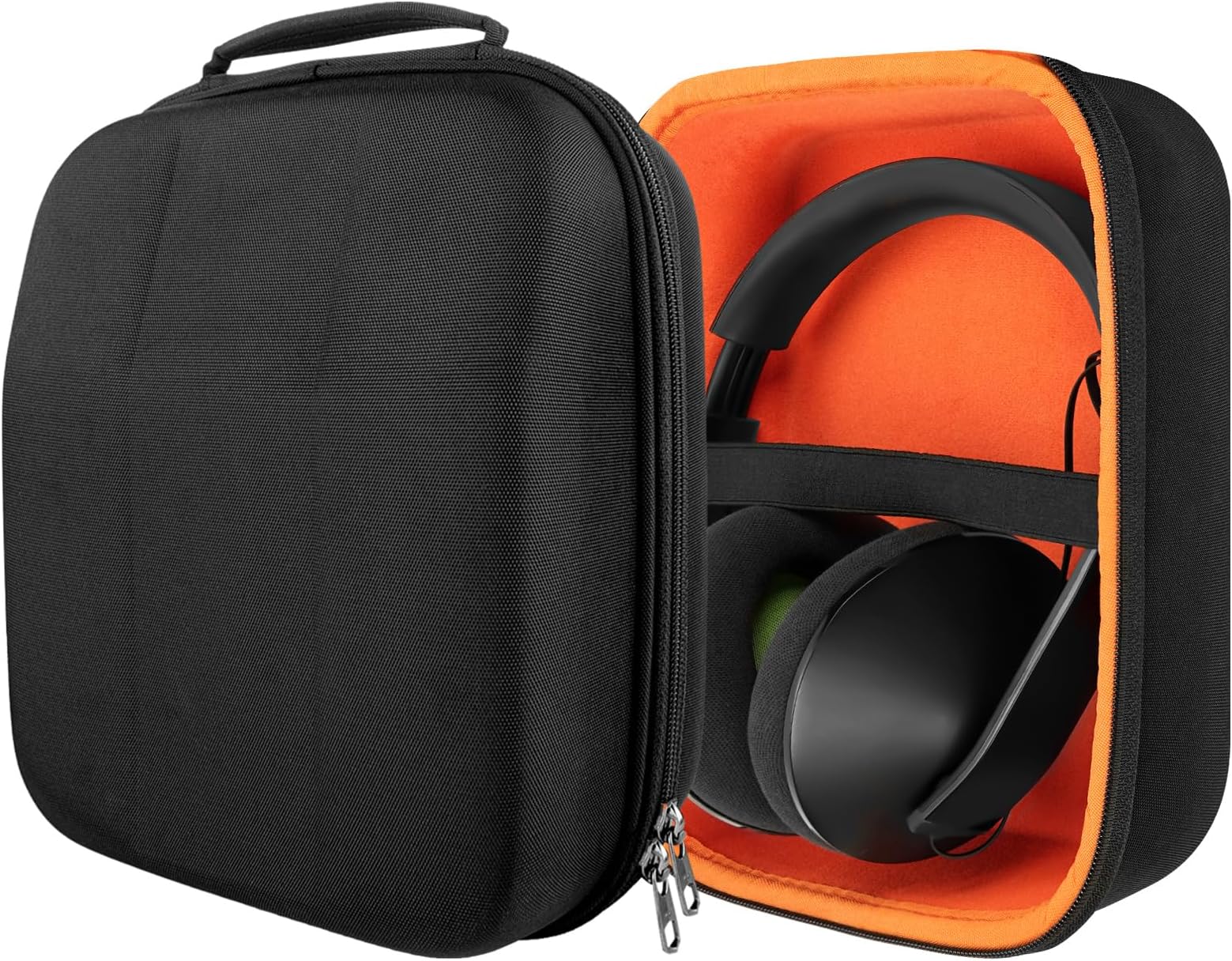 Geekria Shield Case for Large Sized Over-Ear Headphones, Replacement Hard Shell Travel Carrying Bag with Cable Storage, Compatible with Beyerdynamic DT 880 Pro, Sony Pulse Elite Case (Black)