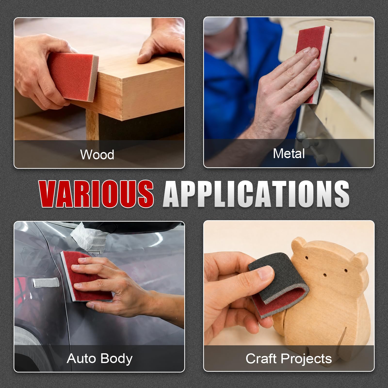 Sanding Sponges Kit - 80-3000 Grit for Wood & Metal -6