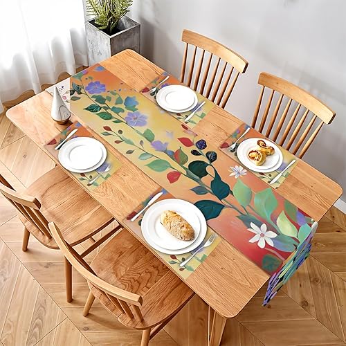 Miniatura 48 de Juego de manteles individuales y camino de mesa de muñeco de nieve y árbol de Navidad, 7 piezas (1 camino de mesa + 6 manteles individuales), diseño