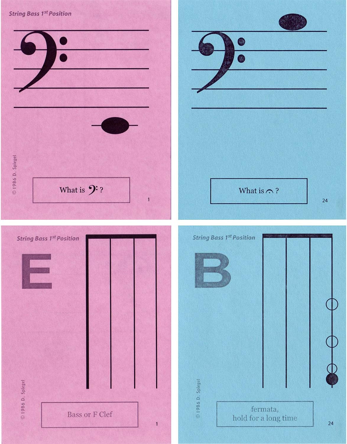 Notes & Strings Upright String Bass 1st Position 4.25"X5.5" Regular Size Laminated Flashcards