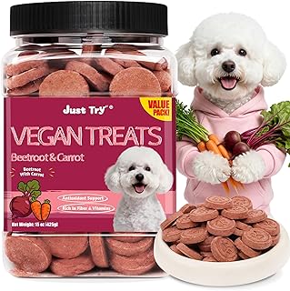 Just Try 15 OZ Beetroot & Carrot Vegan Treats Antioxidant & Immune Support Dog Training Treats Healthy Dog Treats
