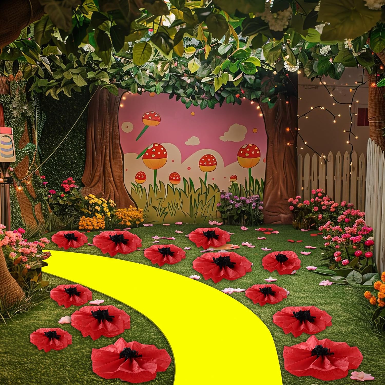 WILLBOND Artificial Red Poppy Flowers Memorial Day Large Poppies Fake Flowers for Halloween Birthday Carnival Back to School Party Backdrop(6,8,12 Inches,30 Pcs) - Image 4