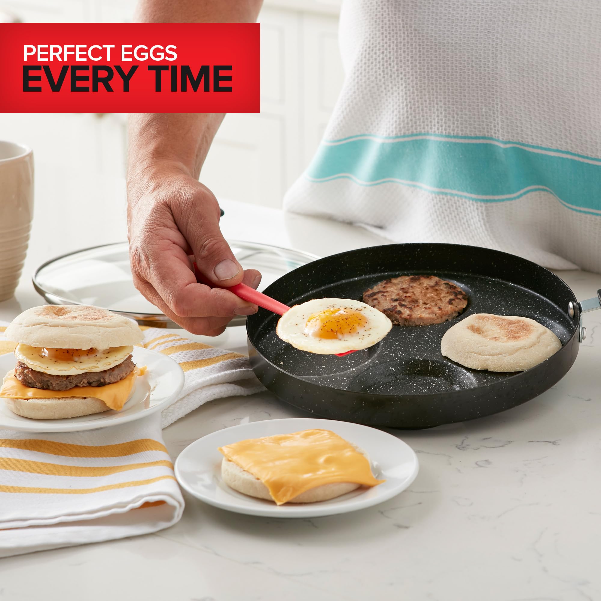 Sartén antiadherente de 4 tazas con tapa, sartén para huevos fritos, sartén para tortillas, mini sartén para panqueques para estufa, gas y electricidad, sartén para huevos pequeños, 6