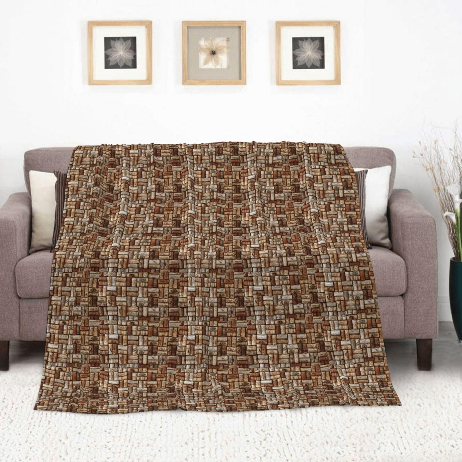 Couverture en flanelle avec imprimé liège, 177,8 x 203,2 cm, confortable, chaude, couverture d'hiver pour camping ou voyage