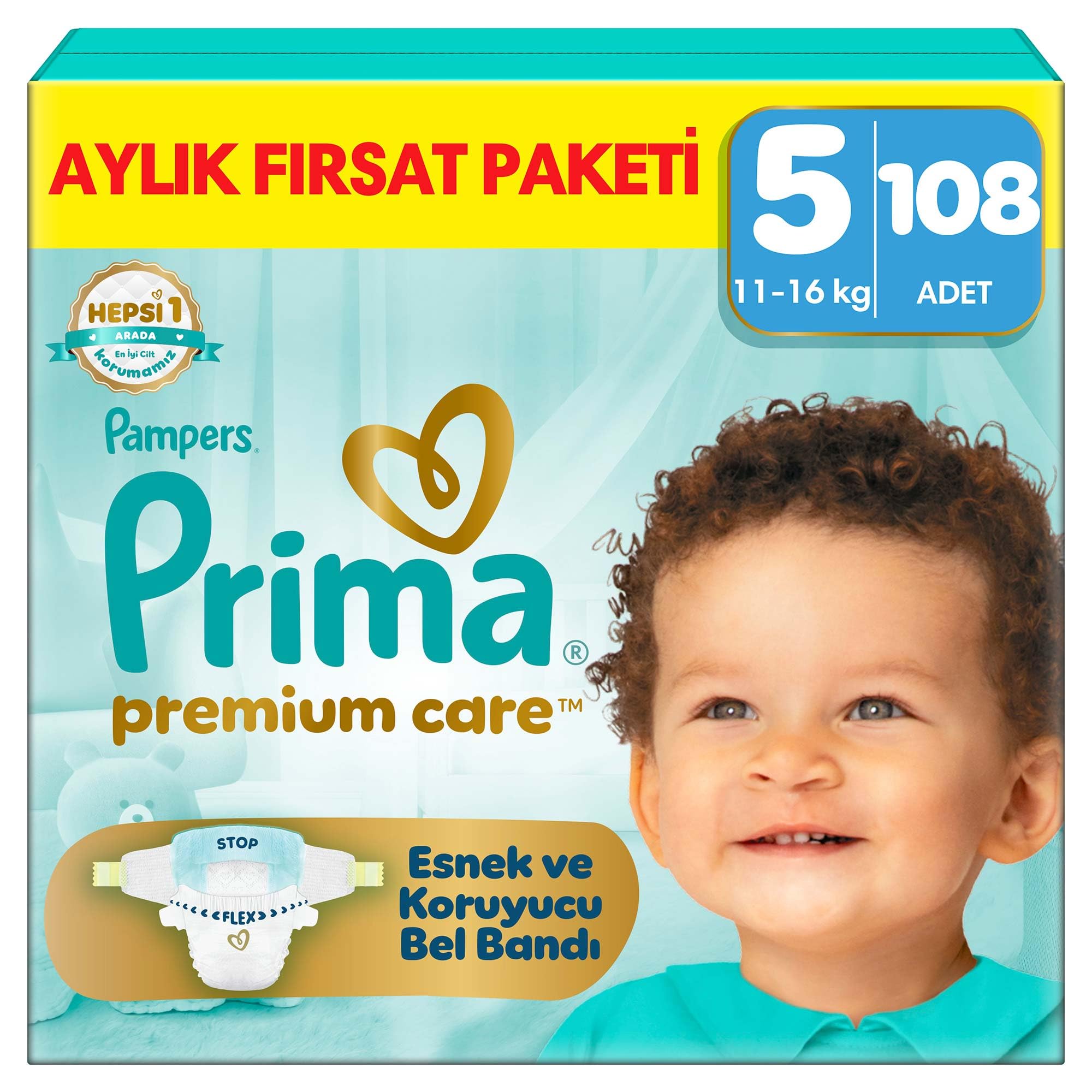 Prima Bebek Bezi Premium Care 5 Numara 108 Adet Aylık Fırsat…