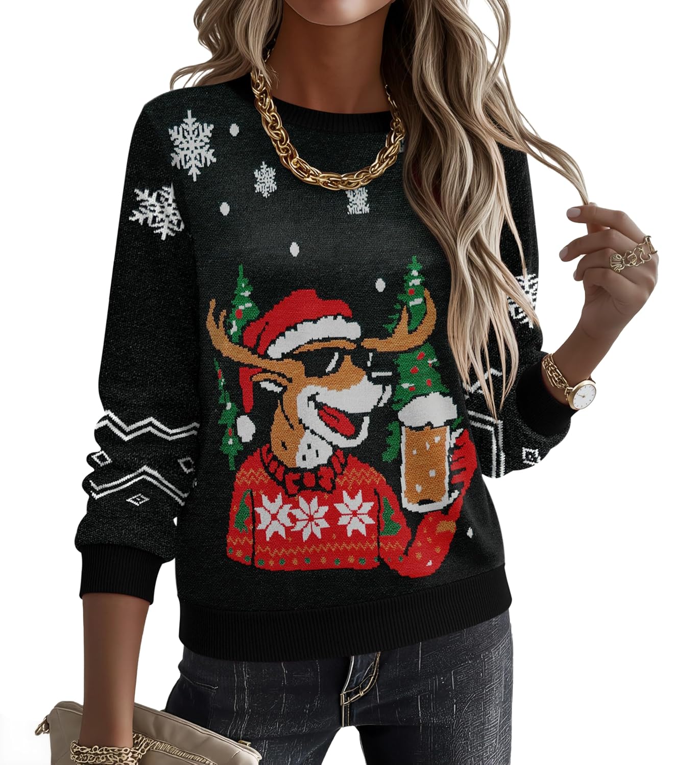 LILBETTER Womens Casual Lightweight Round Neck Long Sleeve Knit Top Loose Pullover Sweater