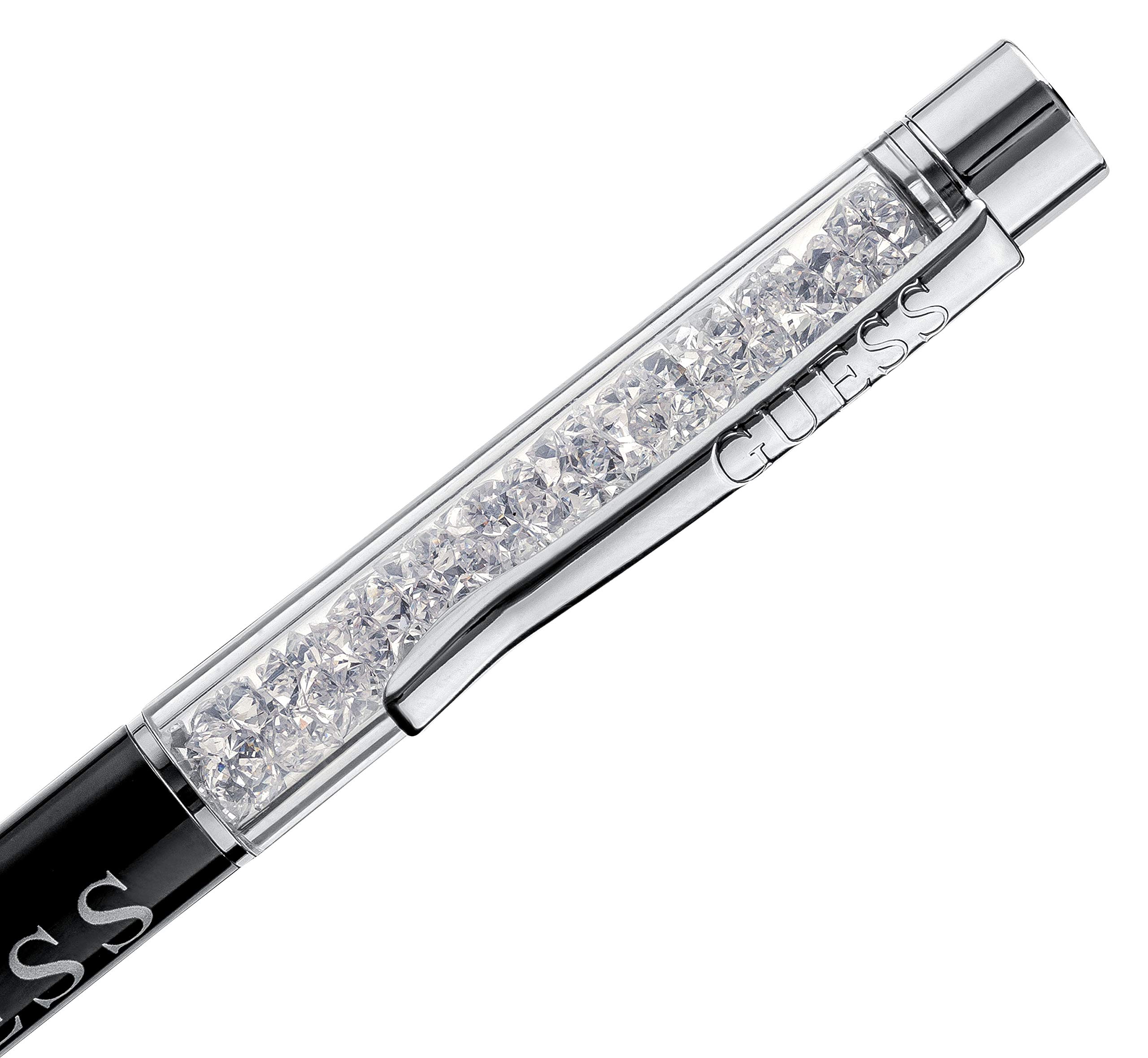 Guess Ballpoint Pen with Ear Rings & Swarovski Crystals Geschenk-Set Ohrstecker Ohrringe Kugelschreiber aus Edelstahl mit Kristall-Steinen UBT01062