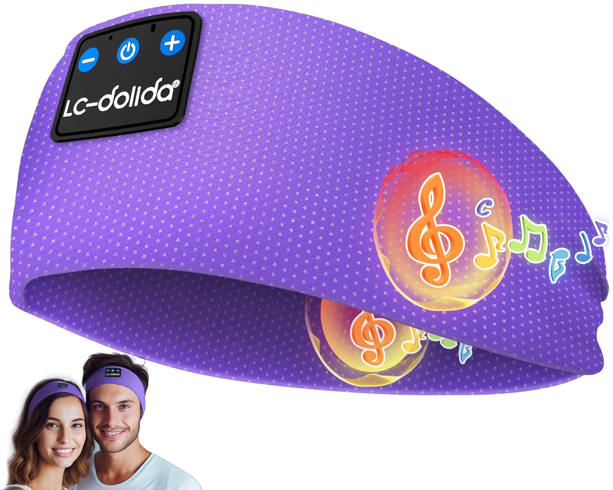 LC-dolida Sleep Headphones Bluetooth Headband, Elastic Sleeping Headphones with Microphone 10-14Hrs Long Play Time Tech Gadgets for Men Women,Soft Headphones for Workout Subway