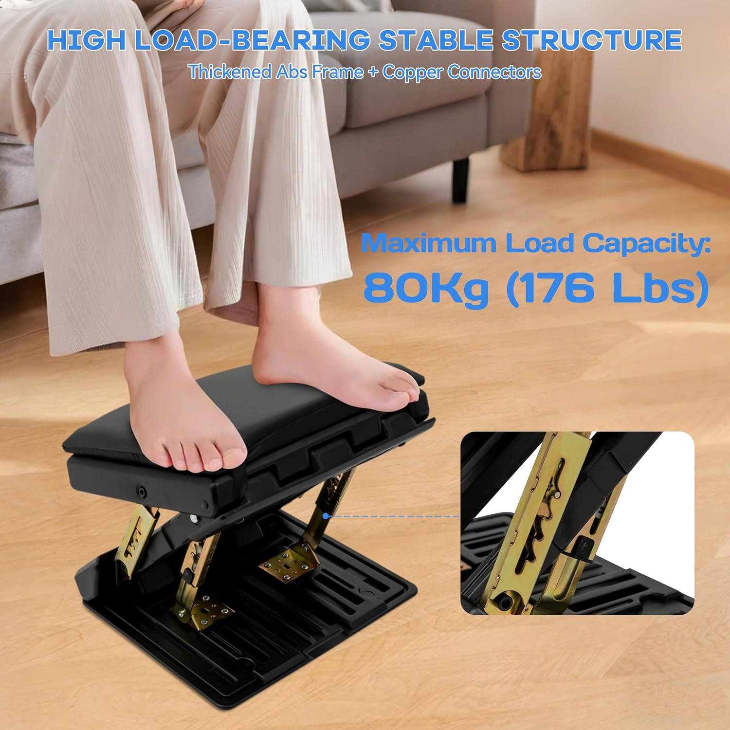 Foot Rest for Under Desk at Work, Height Adjustable Angle Ergonomic Foldable Footrest for Office, Gaming,Computer, Removable Pad Desk Foot Stool with Massage Beads