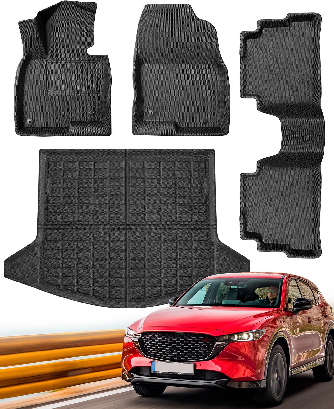 Floor Mats & Cargo Liner for 2017-2022 Mazda CX5 Floor Mats 2022 2021 2020 2019 2018 2017 CX-5 (XPE Mats), All Weather Protection for CX5 Floor Mats, Cargo Liner for Mazda CX5 Accessories 2022