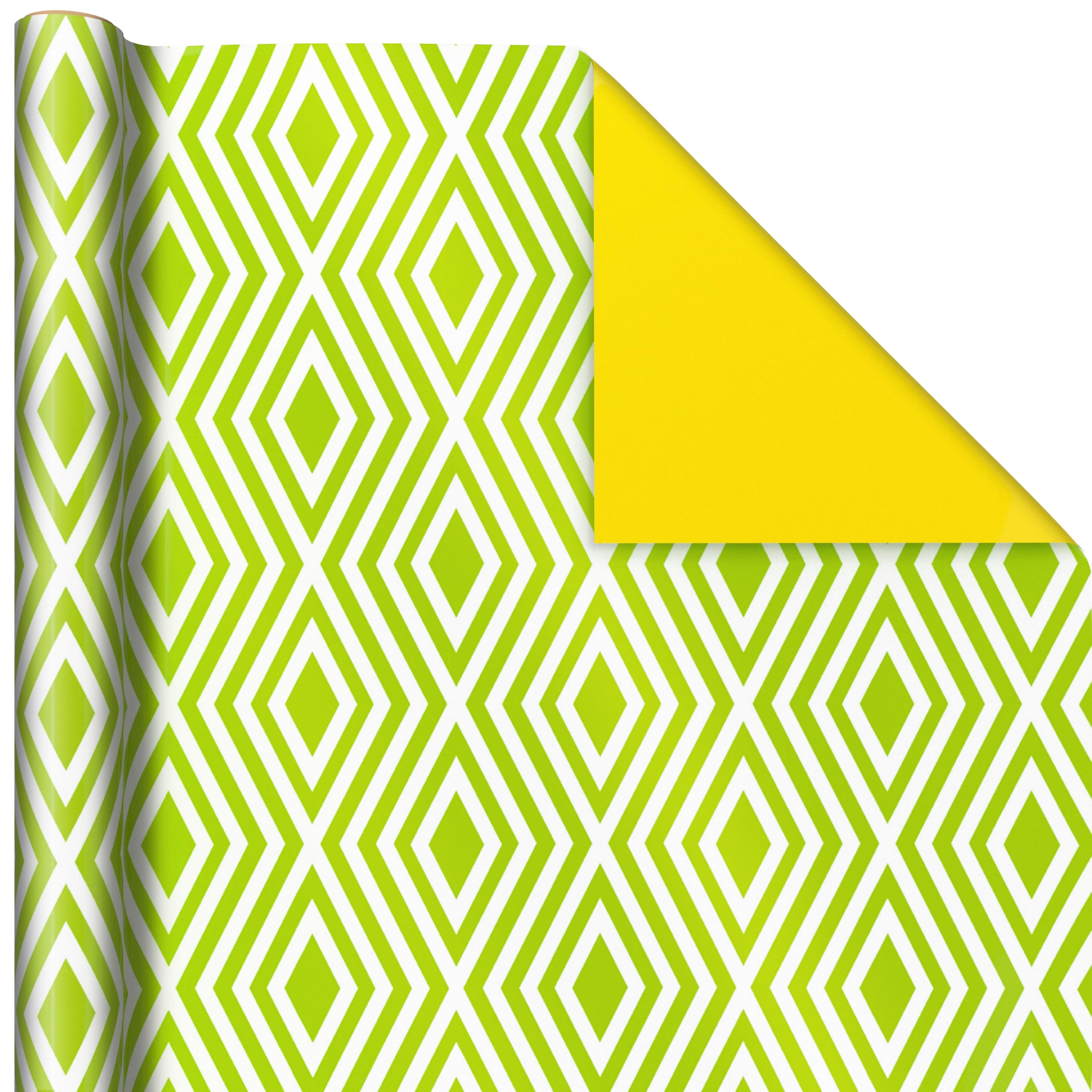 Hallmark Moderne Geschenkpapierrollen für Geburtstag, Abschlussfeier, Weihnachten, Geschenkpapier (Set mit 3 Wenderollen: 75 sq. ftl.) Schwarz, Weiß, Blau, Orange, Gelb & Grün für alle Anlässe