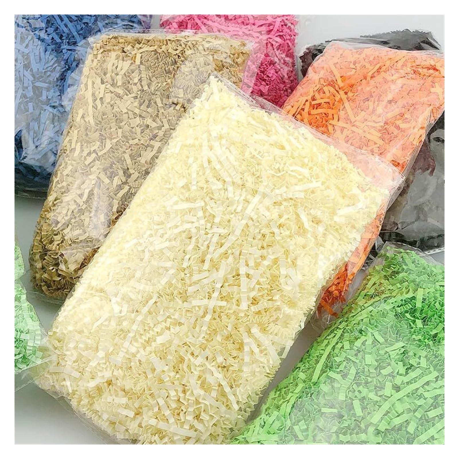 Papier Marszczony Cięty Wielokolorowy 100-500g(Orange Red,500g)
