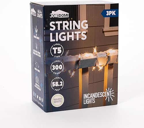 Miniatura 7 de Joiedomi Luces de Navidad transparentes para exteriores, 300 (3 x 100) luces de árbol de Navidad para interiores, color blanco cálido, tira de luces