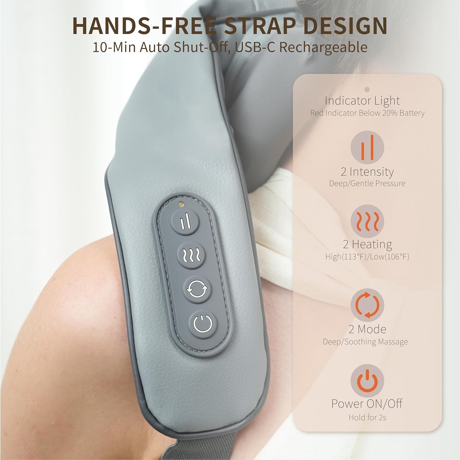 Control panel of Breo N5 Mini Neck Massager