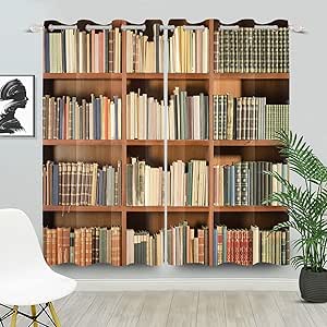 Amazon.com: SIEDYCV 26x63inches Bookshelf Window Curtains Vintage ...