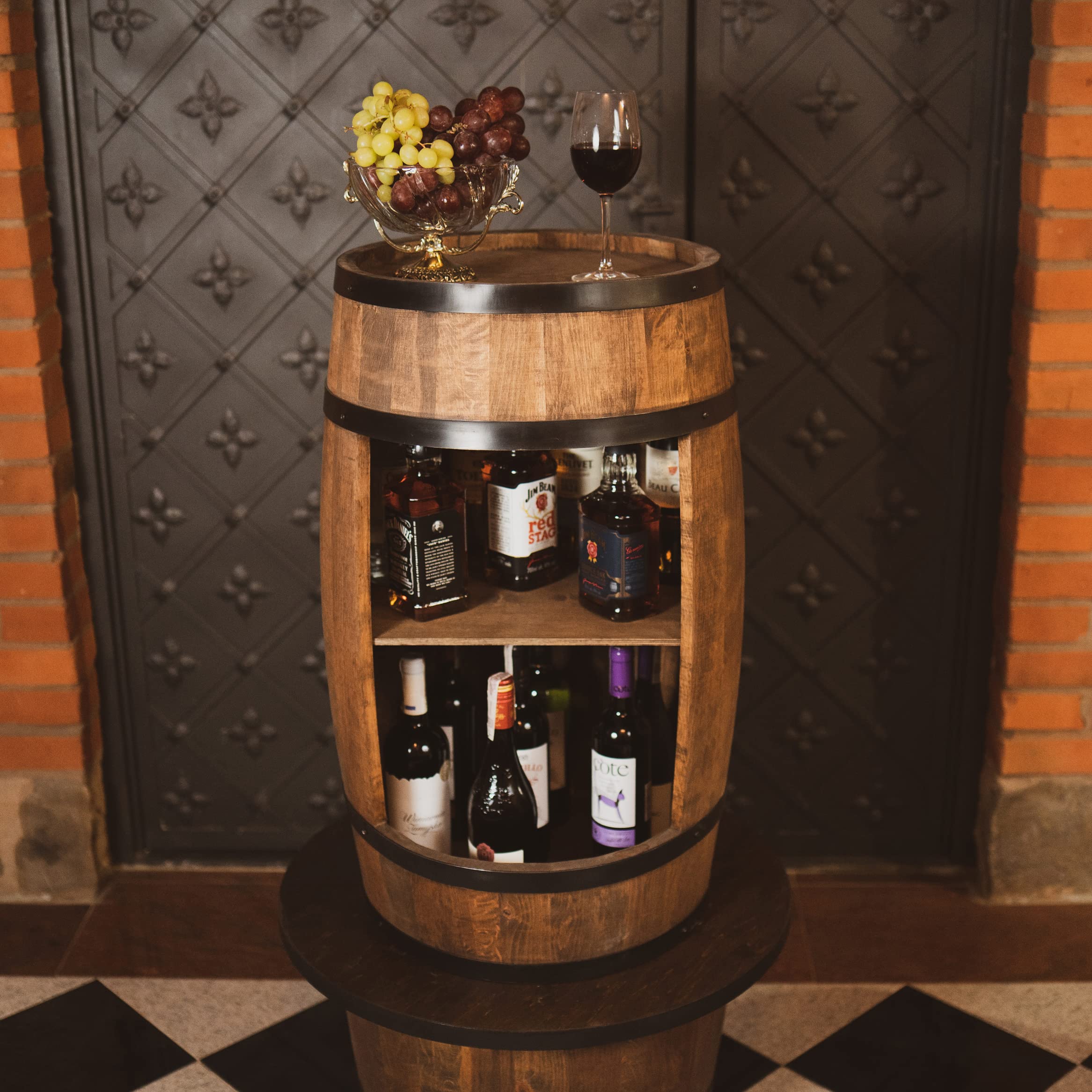 Tonneau En Bois Decoration - Armoire Bar Meuble Rangement Bouteille Alcool - Casier à Vin,Whisky, Bière et Boissons Pour Salon - Organisateur d'Armoires d'Alcool - 80 cm De Haut (Wenge)