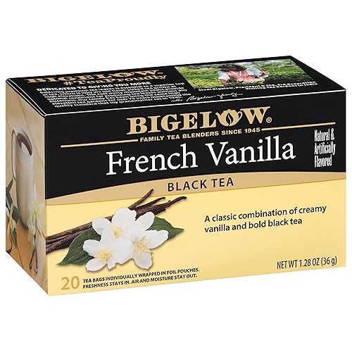 Bigelow French Vanilla Black Tea caja de 20 sobres paquete de 6 té negro con cafeína 120 bolsas de té en total