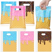 Glenmal 50 Pcs Baseball Ice Cream Drip Party Favors Gift Bags Plastic Ice Cream Baseball Goodie Candy Treat Snack Bags for Birthday Party Supplies