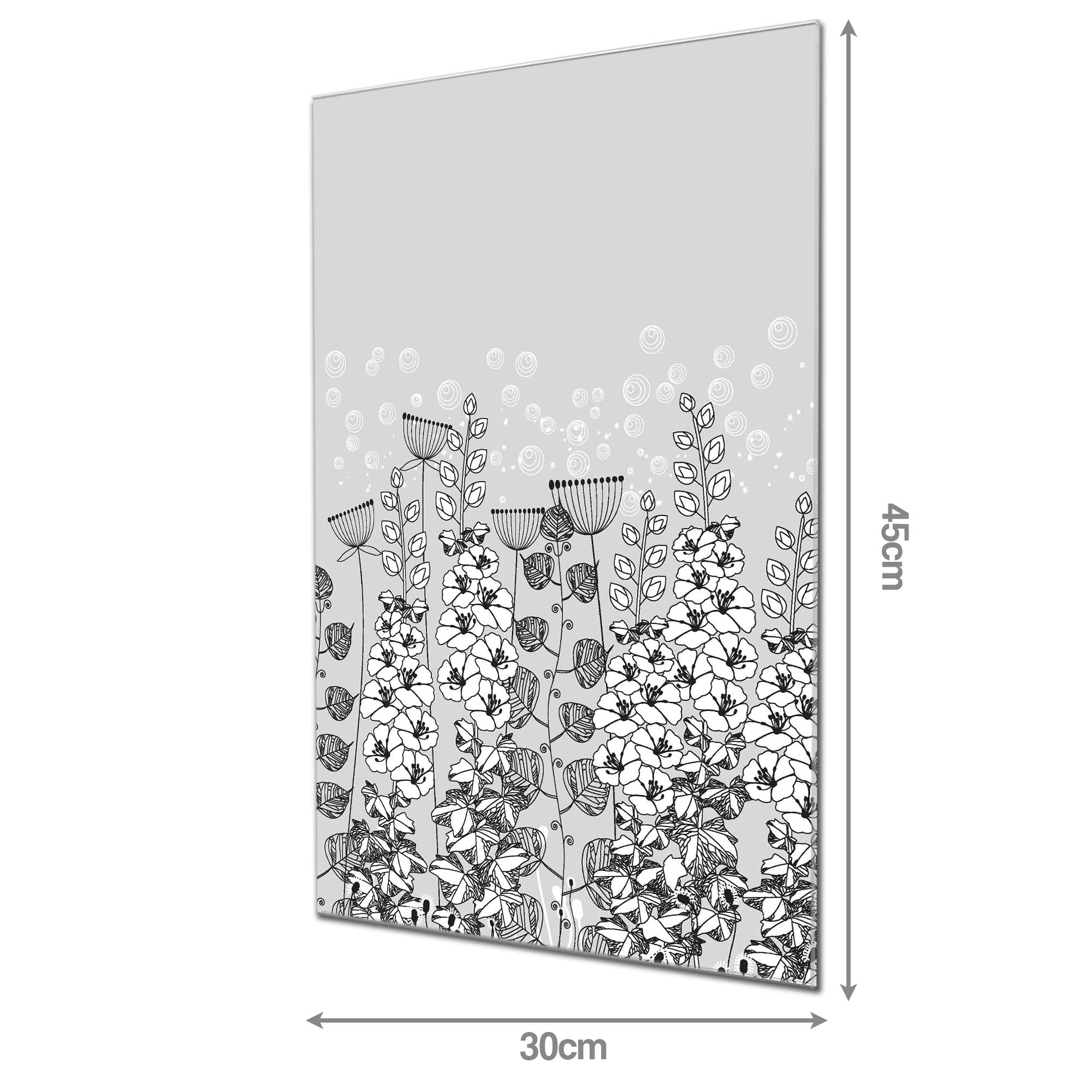 banjado Magnettafel aus Glas 30x45, Blumenmotiv, beschreibbar