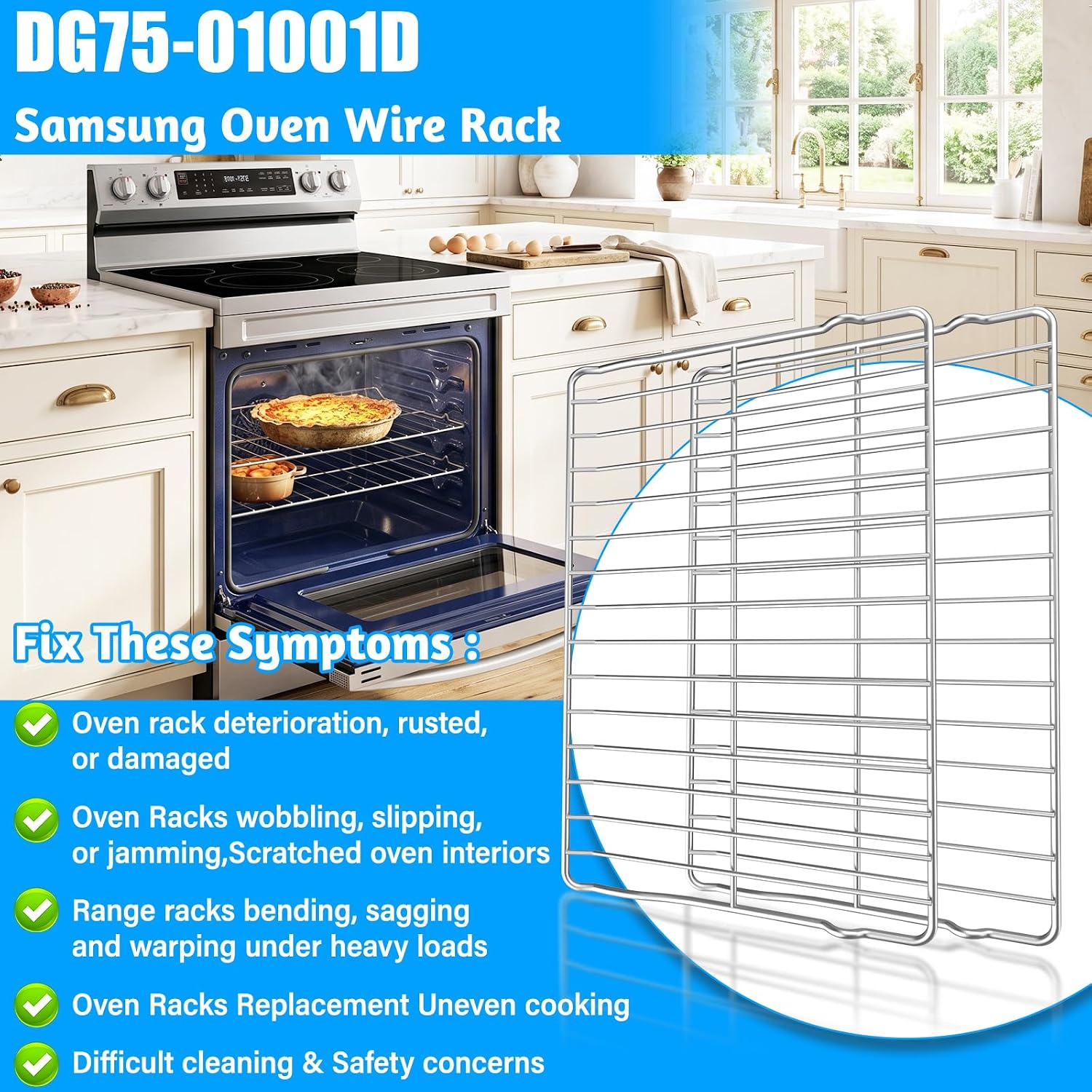 Upgraded DG75-01001C DG75-01001D Oven Rack Repalcement forSamsung Oven Rack