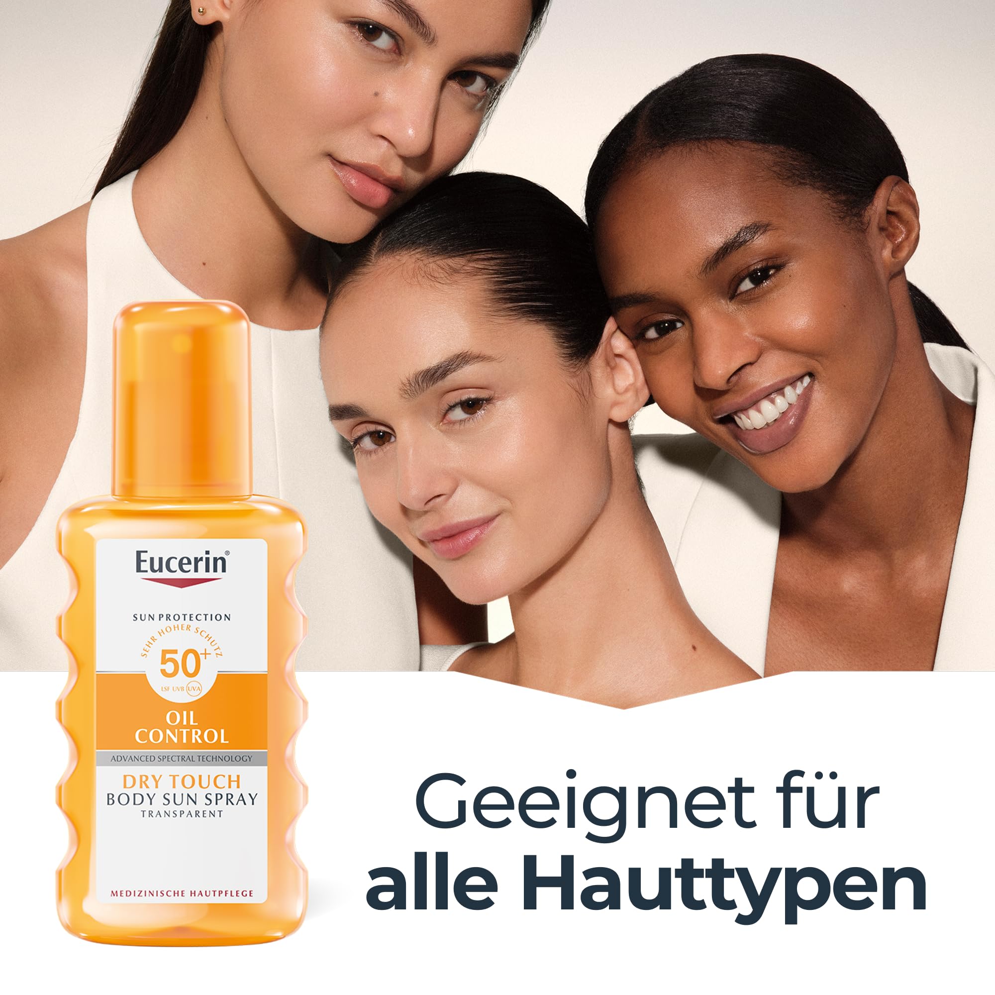 Eucerin Oil Control Body Sun Spray Transparent LSF 50+ 200 ml, transparentes Sonnenspray mit UVA/UVB-Filtern, wasserfester und schweißresistenter Sonnenschutz für Sportler*innen
