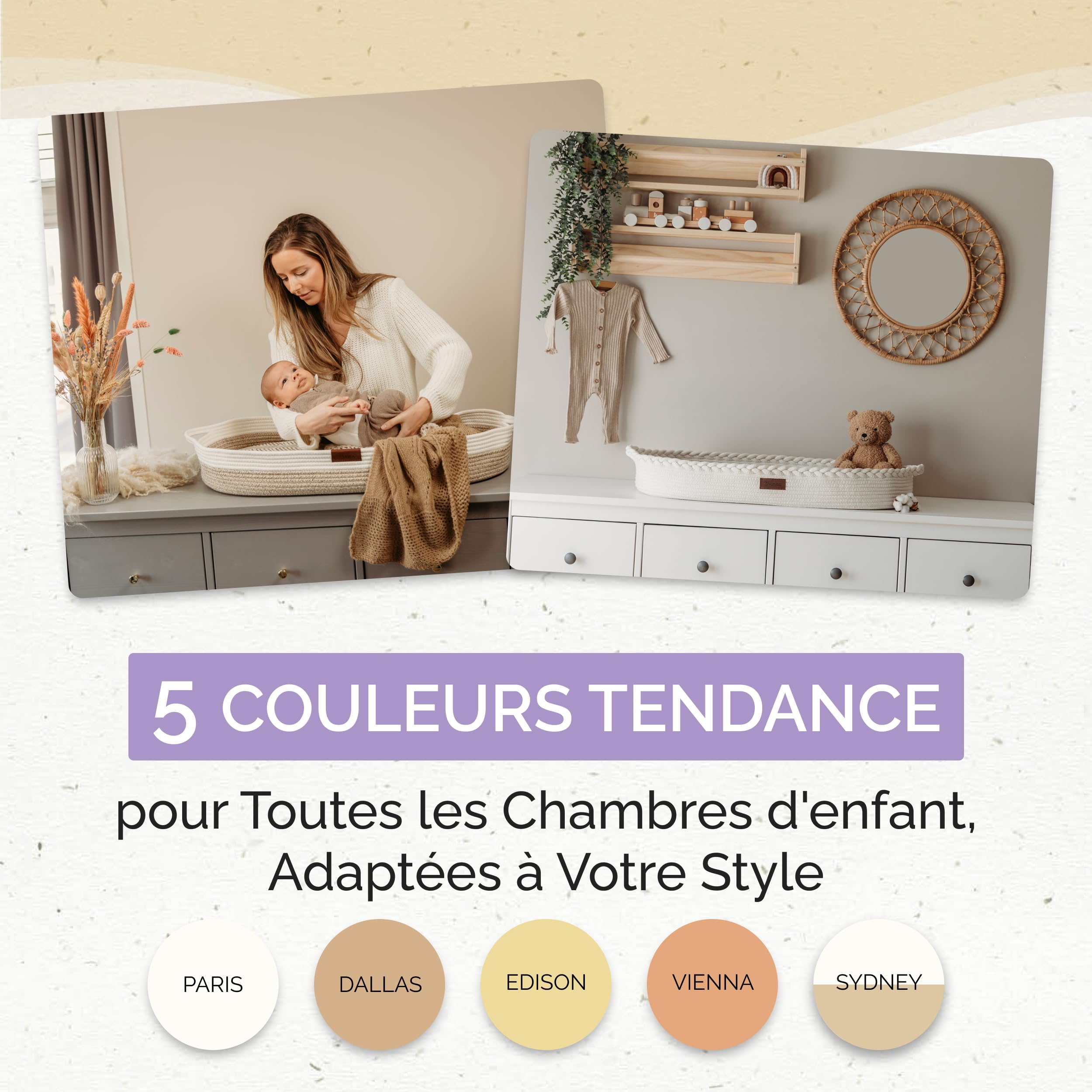 Yunioo Matelas à Langer Bébé, Panier à Langer avec Tapis à Langer Nomade en Mousse et Housse Hydrofuge pour Plan a Langer pour Commode