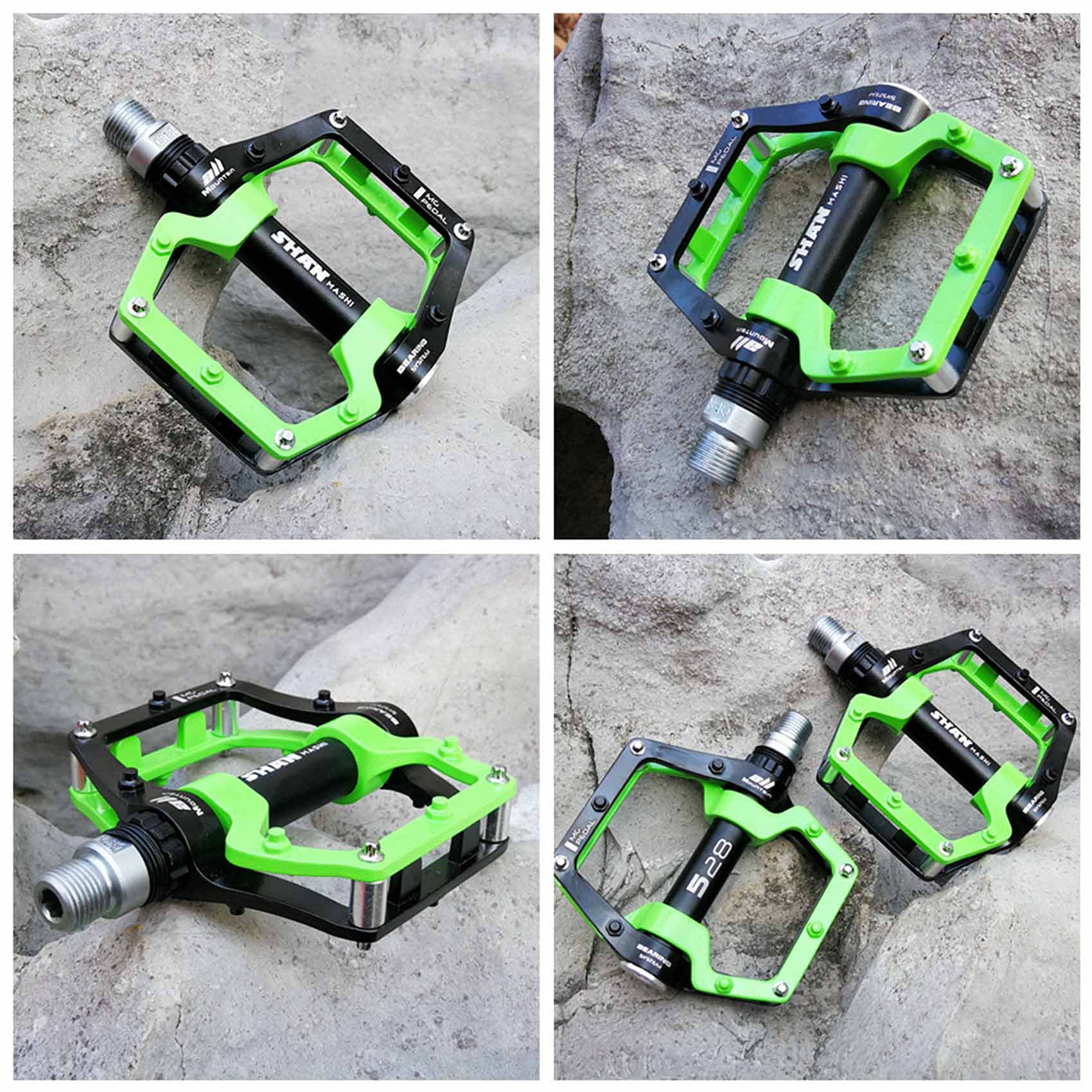 Fahrradpedale aus Aluminiumlegierung, Mountainbike-Pedale mit abnehmbaren rutschfesten Stollen 9/16