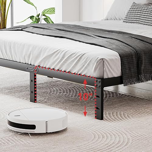 Miniatura 9 de Marco de cama Queen de 14 pulgadas, marco de cama tamaño Queen con soporte de metal estable y almacenamiento debajo de la cama, plataforma Queen,