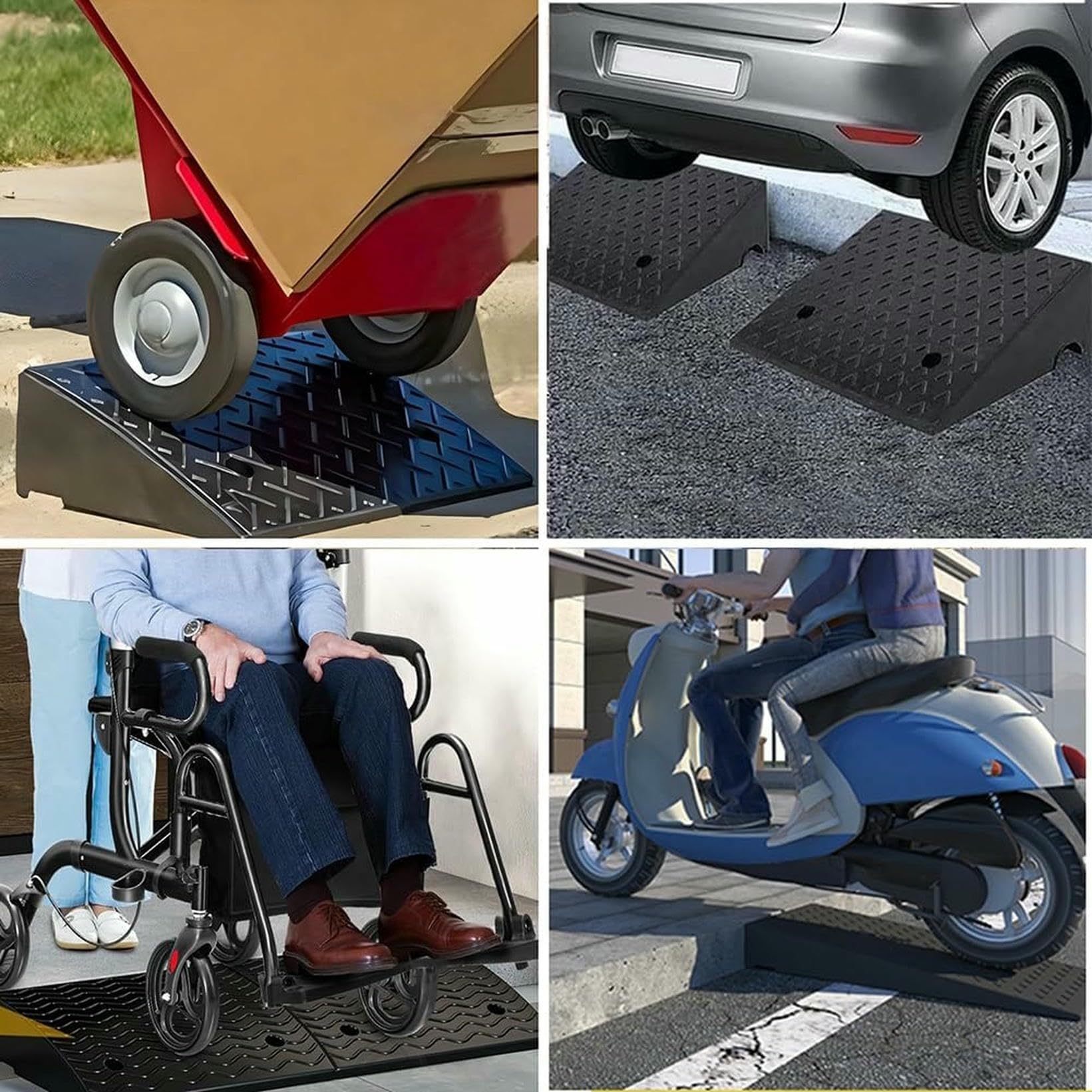 Rampa progowa z gumy, wytrzymała rampa wjazdowa do pojazdów, przenośna rampa schodowa do samochodów, motocykli, wózków inwalidzkich i rowerów