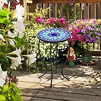 Vista 9 de Mosaic - Mesa auxiliar para exteriores, mesa auxiliar de patio, resistente a la intemperie, 14 pulgadas de diámetro, 21 pulgadas de alto, mesa