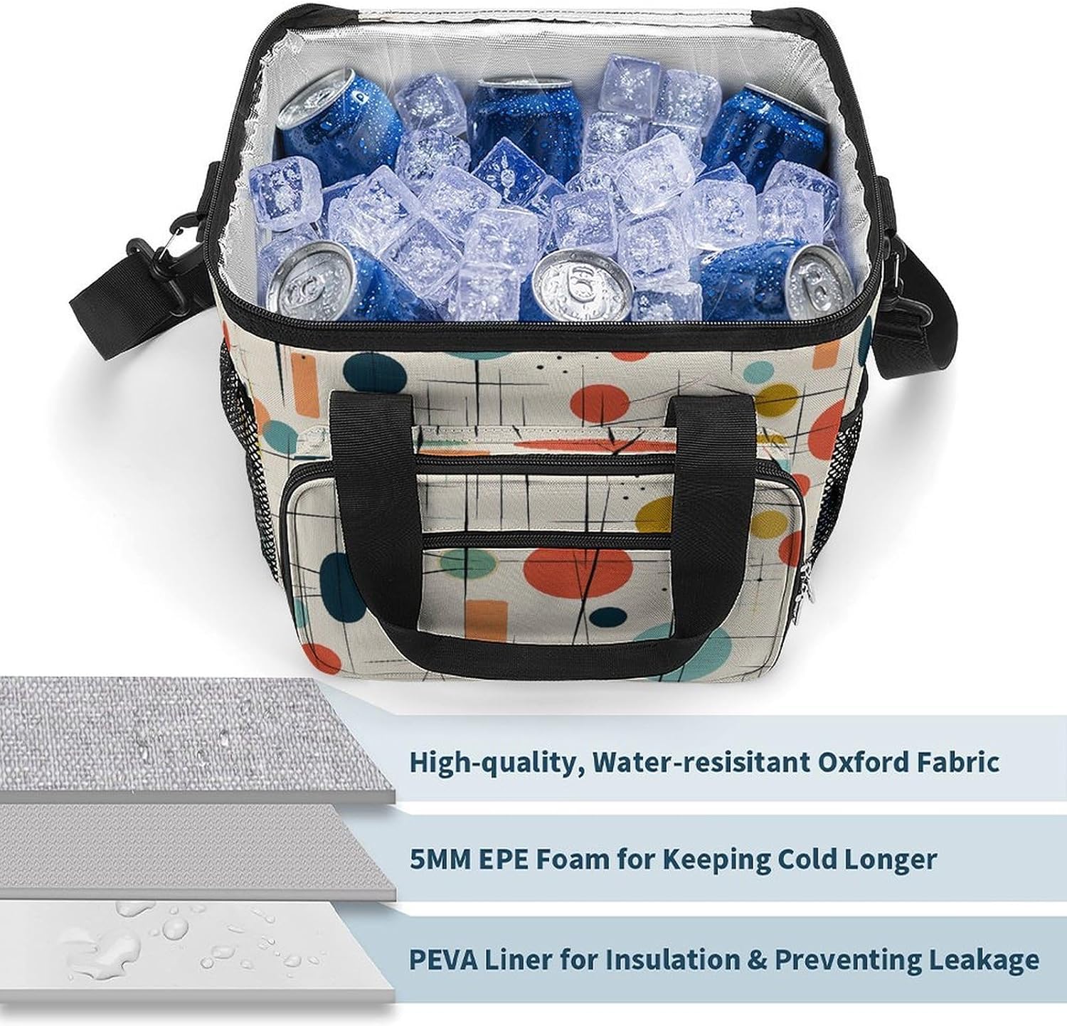 Modern Mid Century Cooler Bags Portable Soft Cooler Bag Lightweight Ice Chest Insulated Lunch Bags Camping Cooler Bag Cooler Lunch Tote Coolers for Picnic Travel Beach
