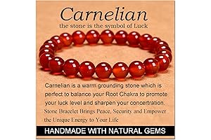 Massive Beads Carnelian - Stone of Luck - Handmade Yoga Stretch Elastic...